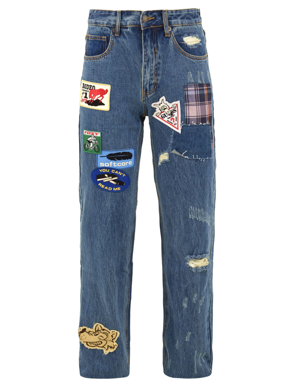 Jeans Unisex a vita alta con patch