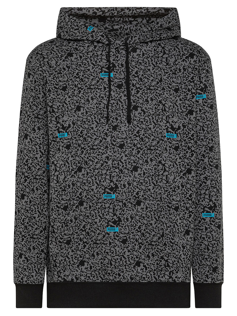 Felpa PUMA Uomo Brand Love AOP Hoodi,Puma Black-AOP Nero