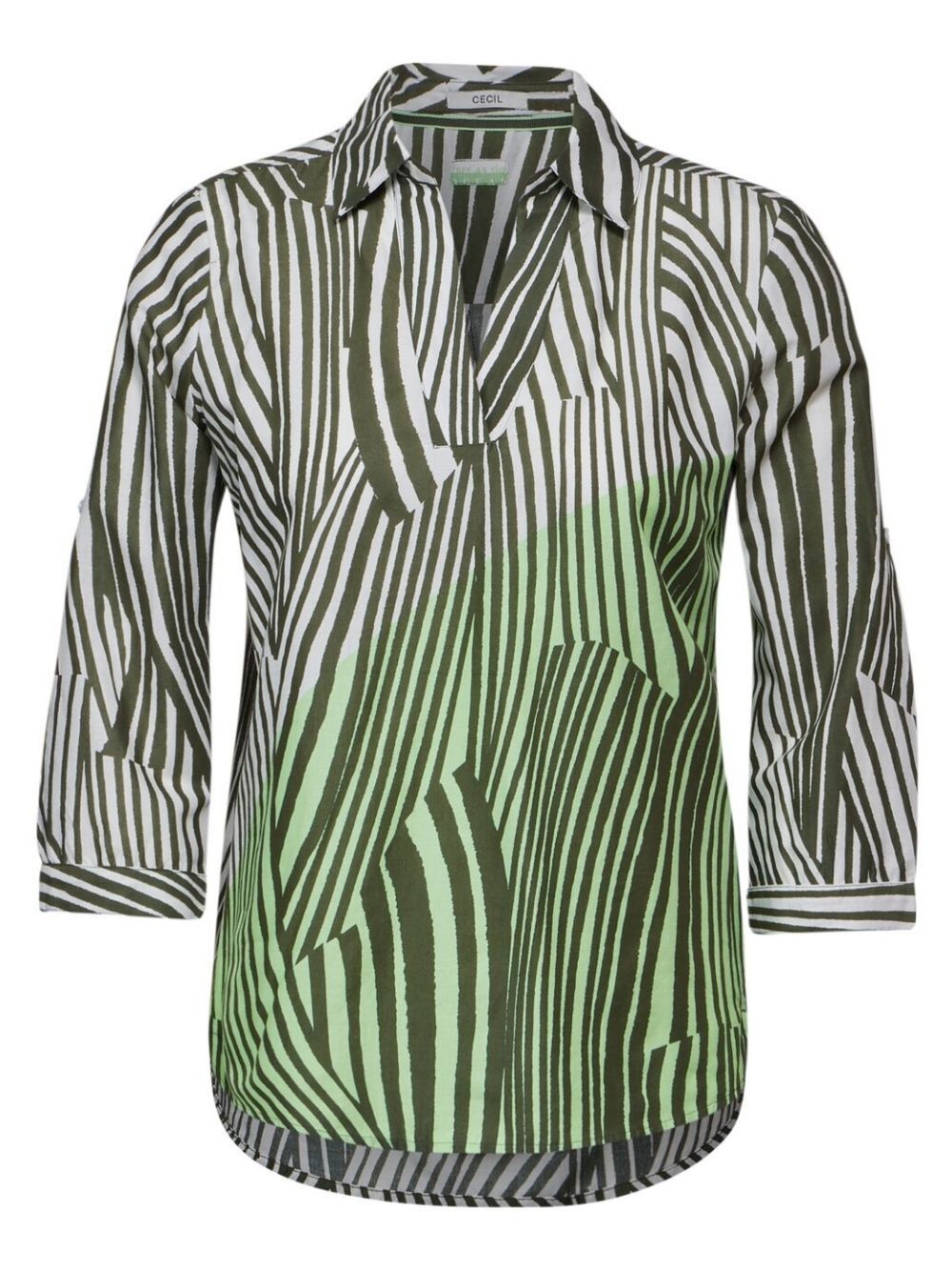 Blusa Donna zebrata verde a tre quarti
