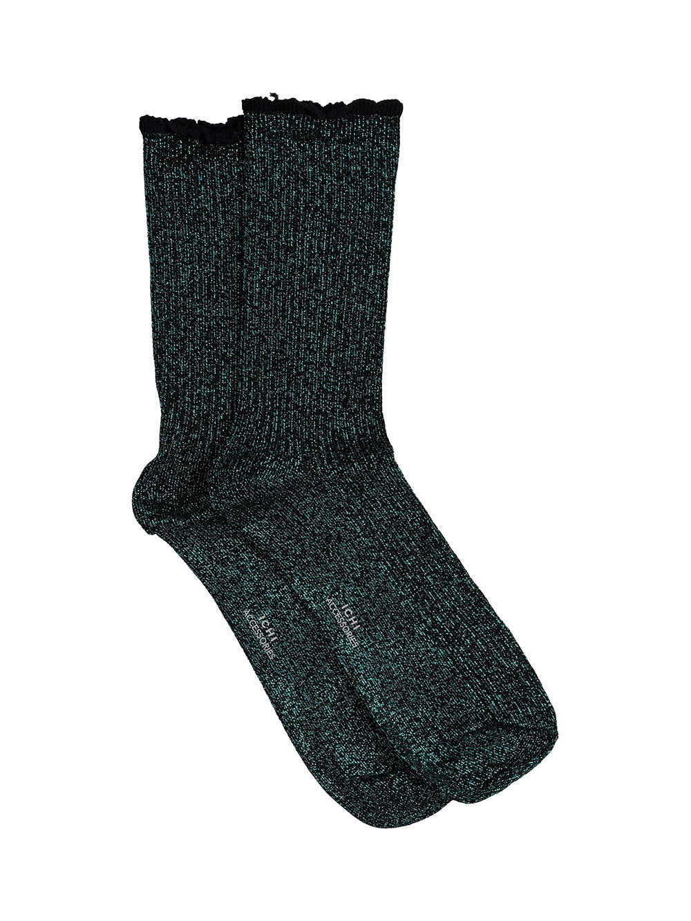 Set di 2 calzini Donna glitter verdi, Ichi