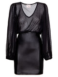 Abito donna con gonna tubino in pelle nero