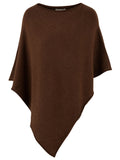 Poncho Donna marrone scollo tondo