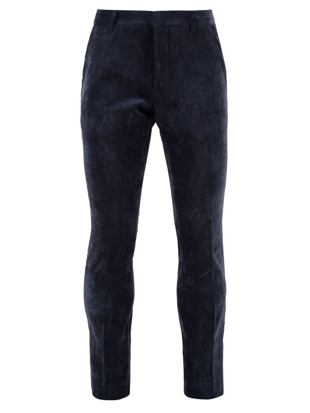 Pantalone slimato in velluto da uomo in blu