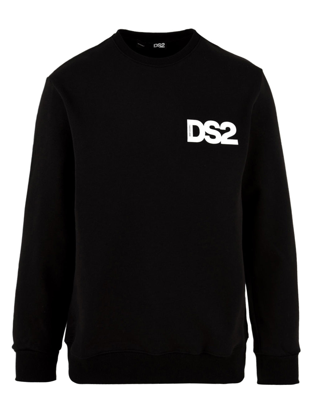 Felpa uomo nera girocollo con logo piccolo DS2