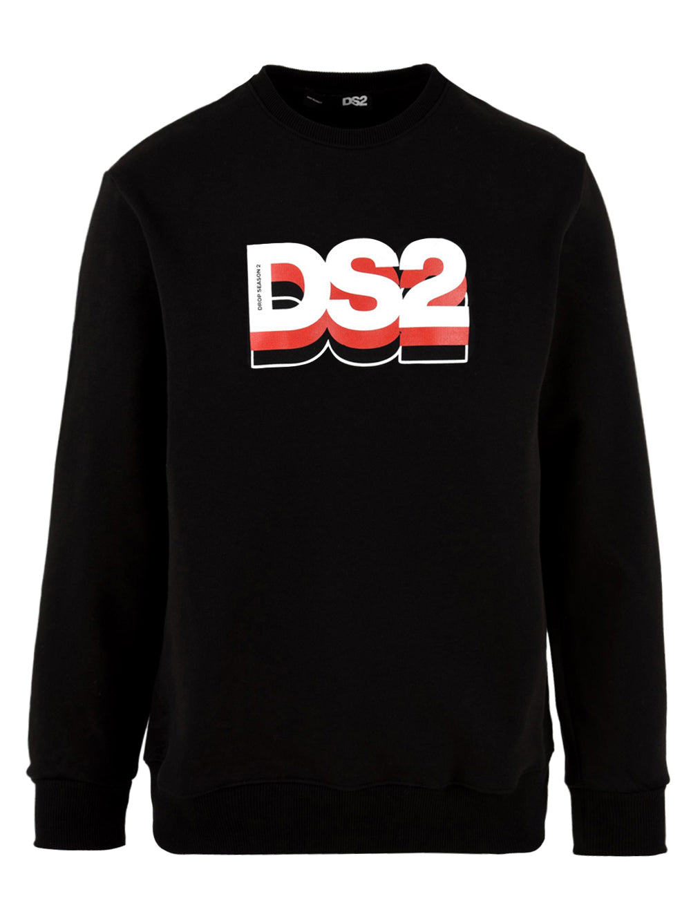 Felpa girocollo nera da Uomo con logo DS2