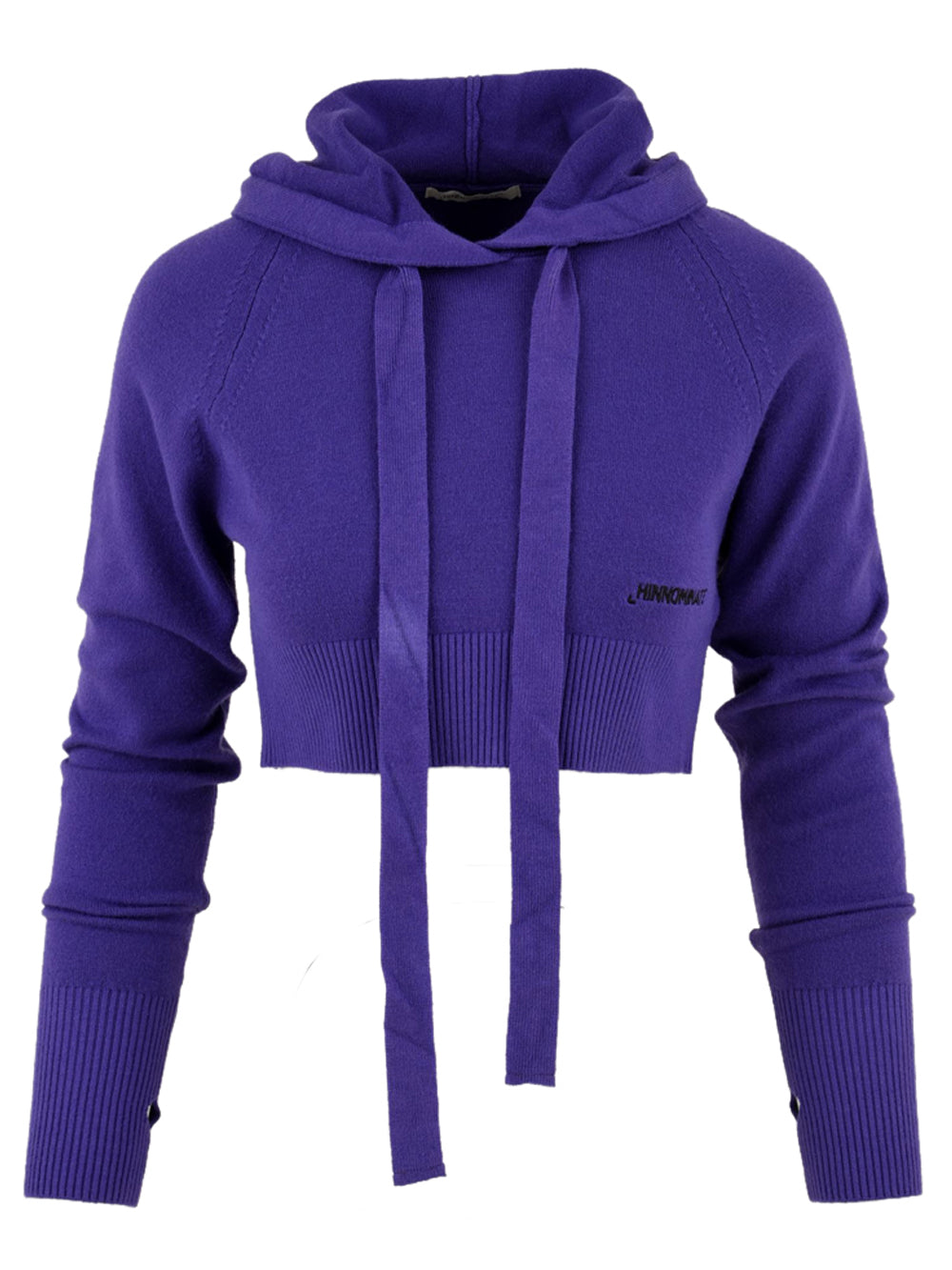 Maglia da donna crop top con cappuccio Viola