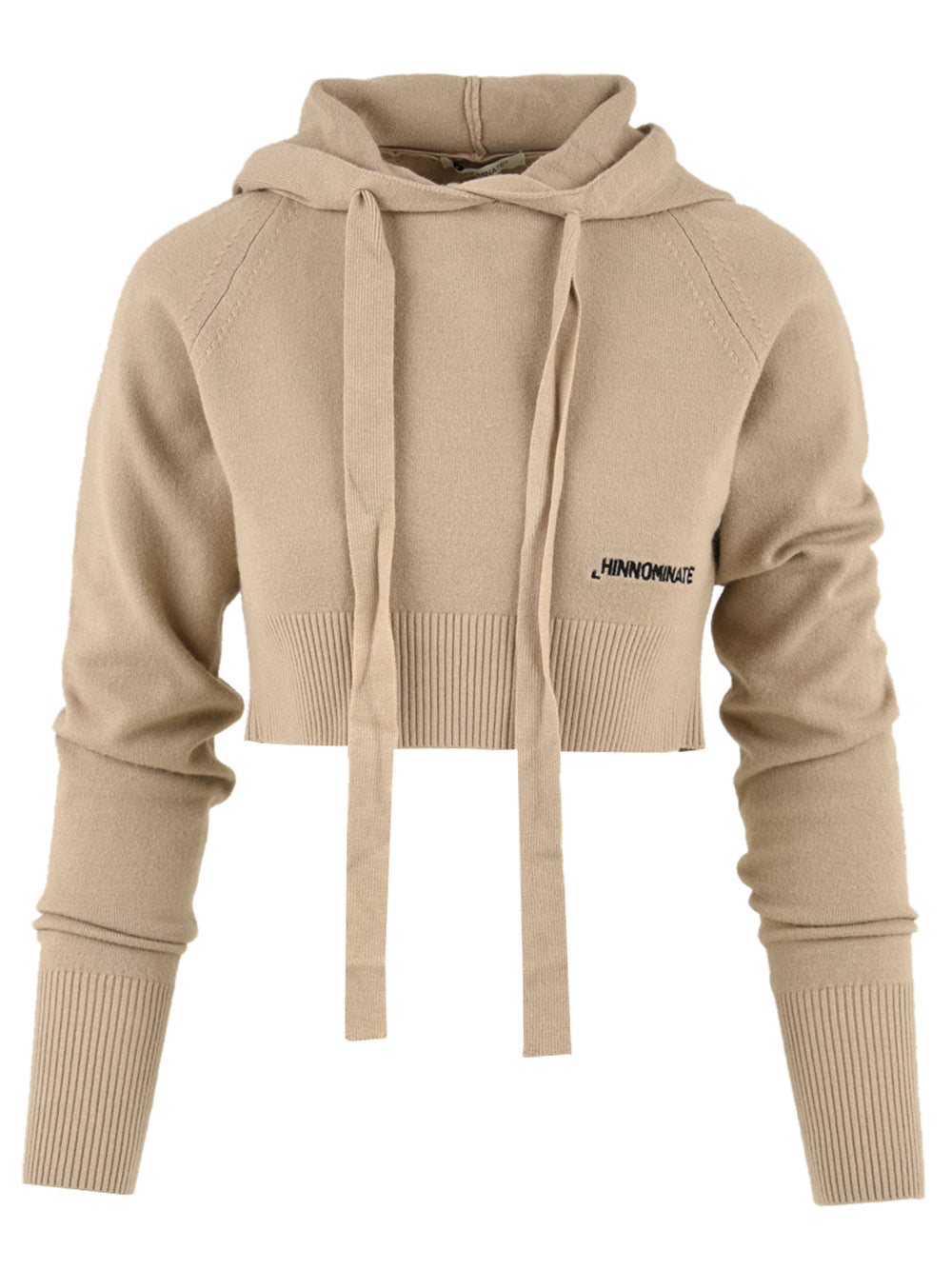 Maglia da Donna crop top con cappuccio Beige