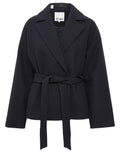 Cappotto Donna Blu corto con cinta