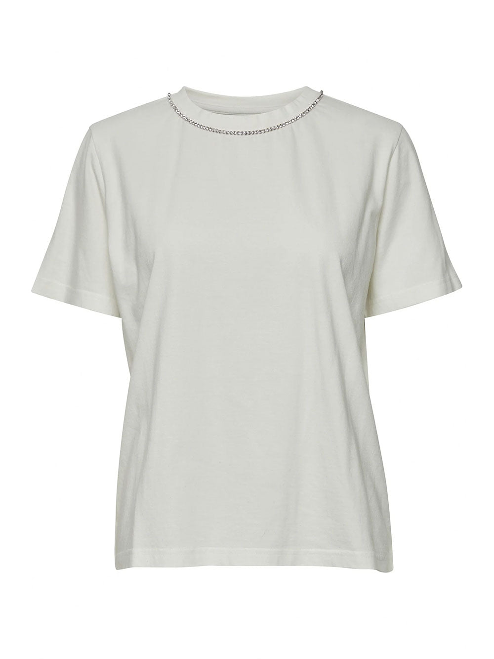 T-shirt Donna bianca con catenina al collo