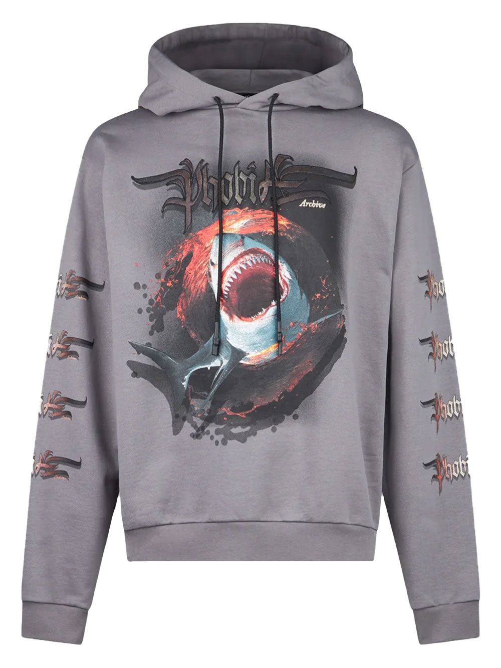 Felpa grigia Unisex con grafica shark