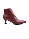 Tronchetto bordeaux donna in pelle con tacco basso