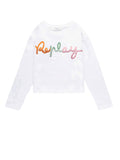 T-shirt bambino a maniche lunghe con stampa bianco