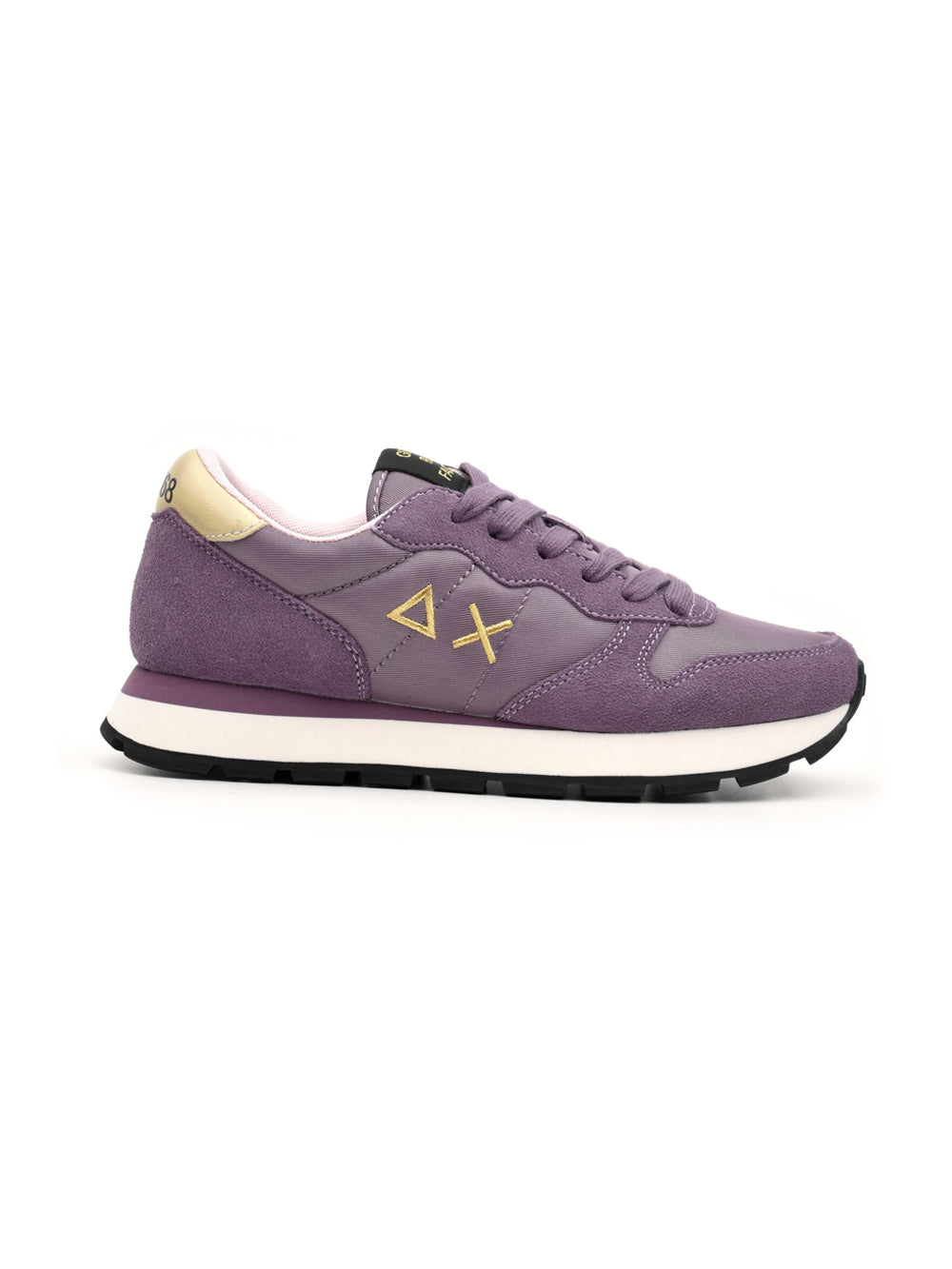 Sneakers da donna in pelle scamosciata viola laminata oro Ally Gold Girl