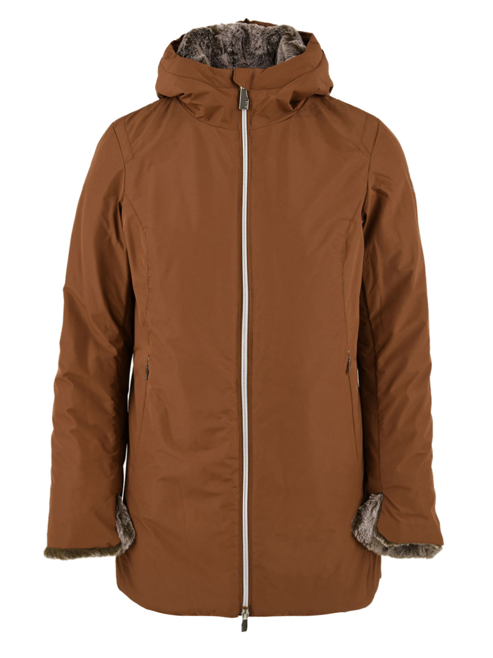 Giubbotto marrone interno in pelliccia artificiale da Donna Marmolada Fur