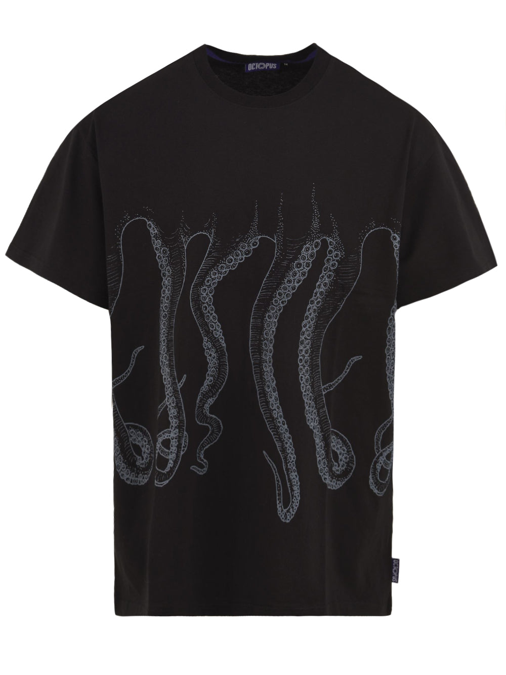 T-shirt Uomo Octopus nera con stampa con tentacoli