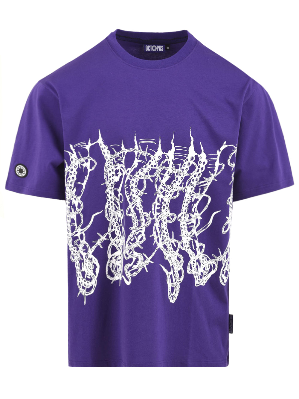 T-shirt Uomo Octopus viola con stampa tentacoli con spine