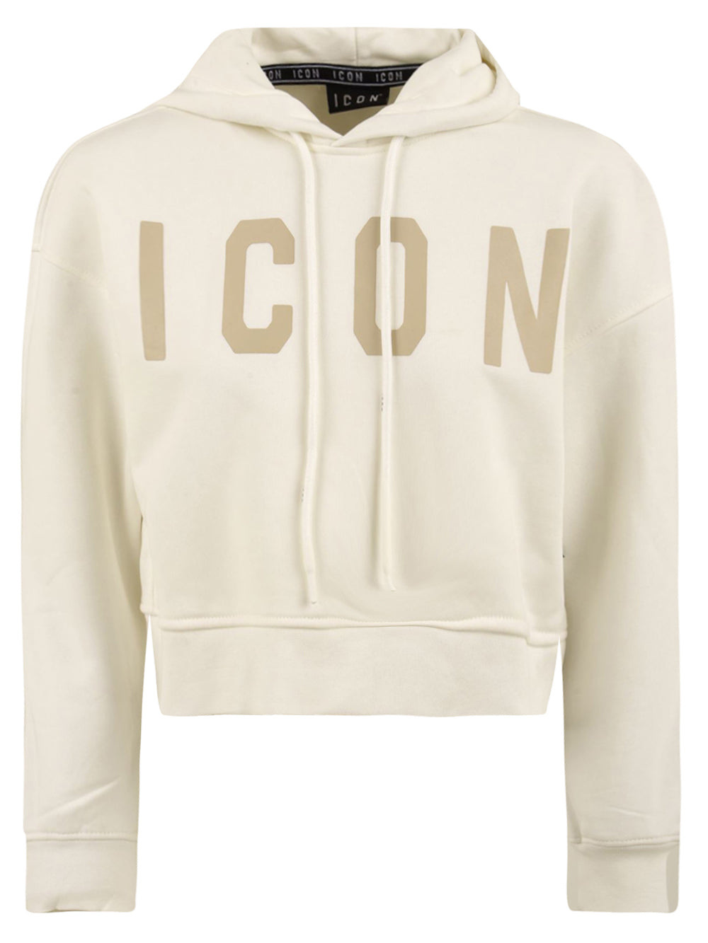 Felpa Crop Con cappuccio Logo Grande ICON Donna - Bianco