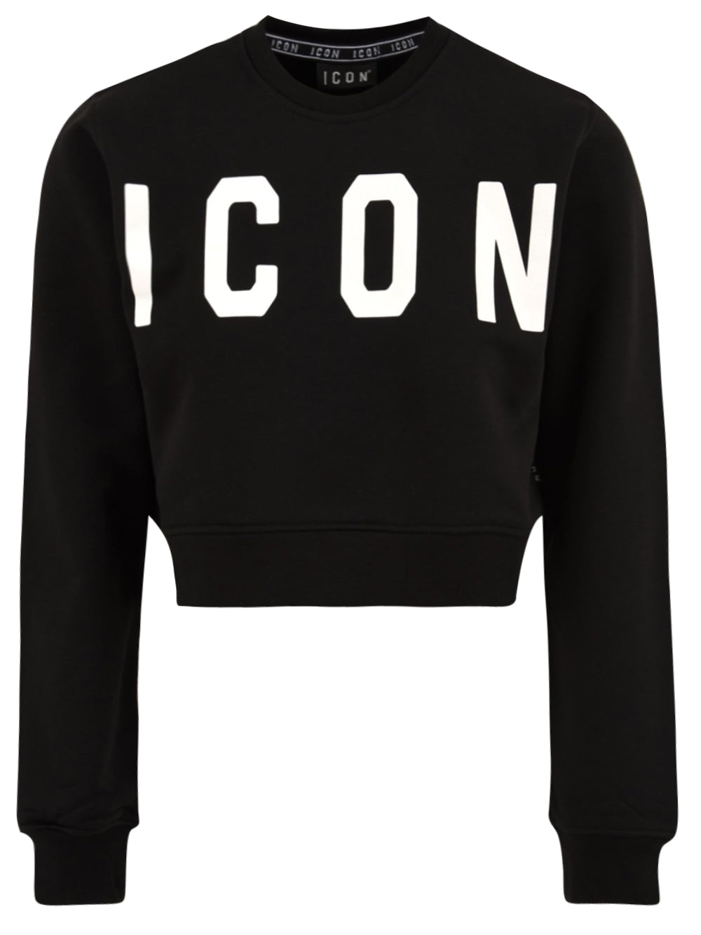 Felpa Girocollo Crop Con logo Grande ICON Donna - Nero