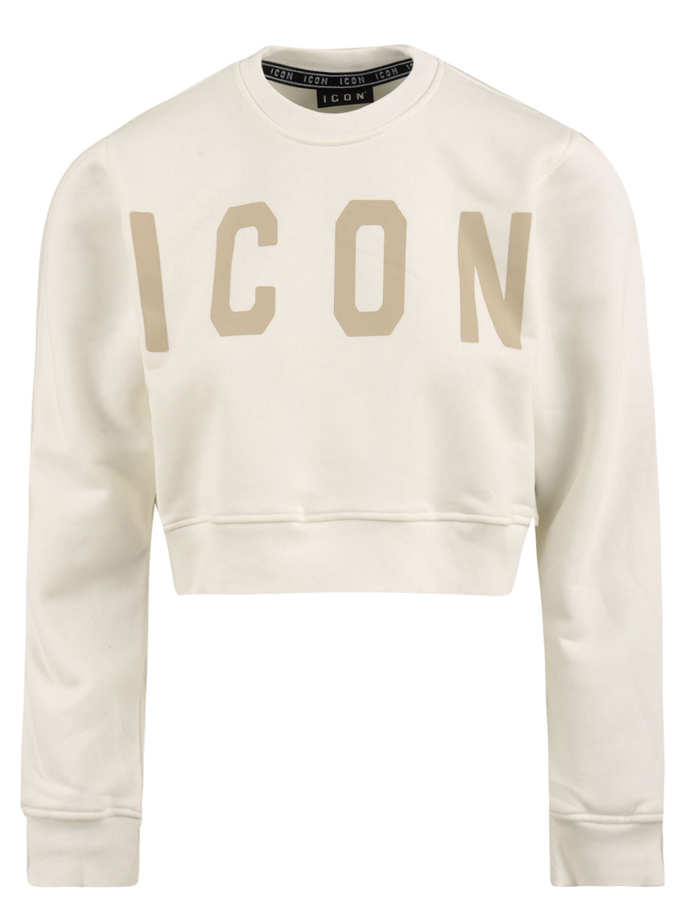 Felpa Girocollo Crop Con logo Grande ICON Donna - Bianco