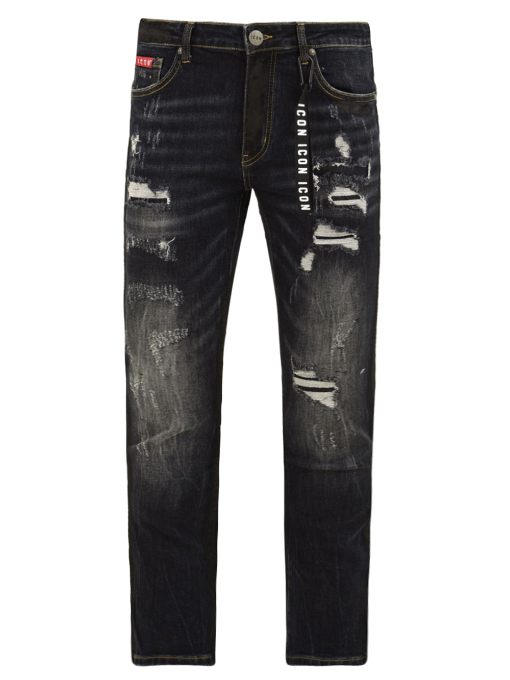 Jeans Con pittura E Logo Piccolo Sul Dietro ICON Uomo - Blue