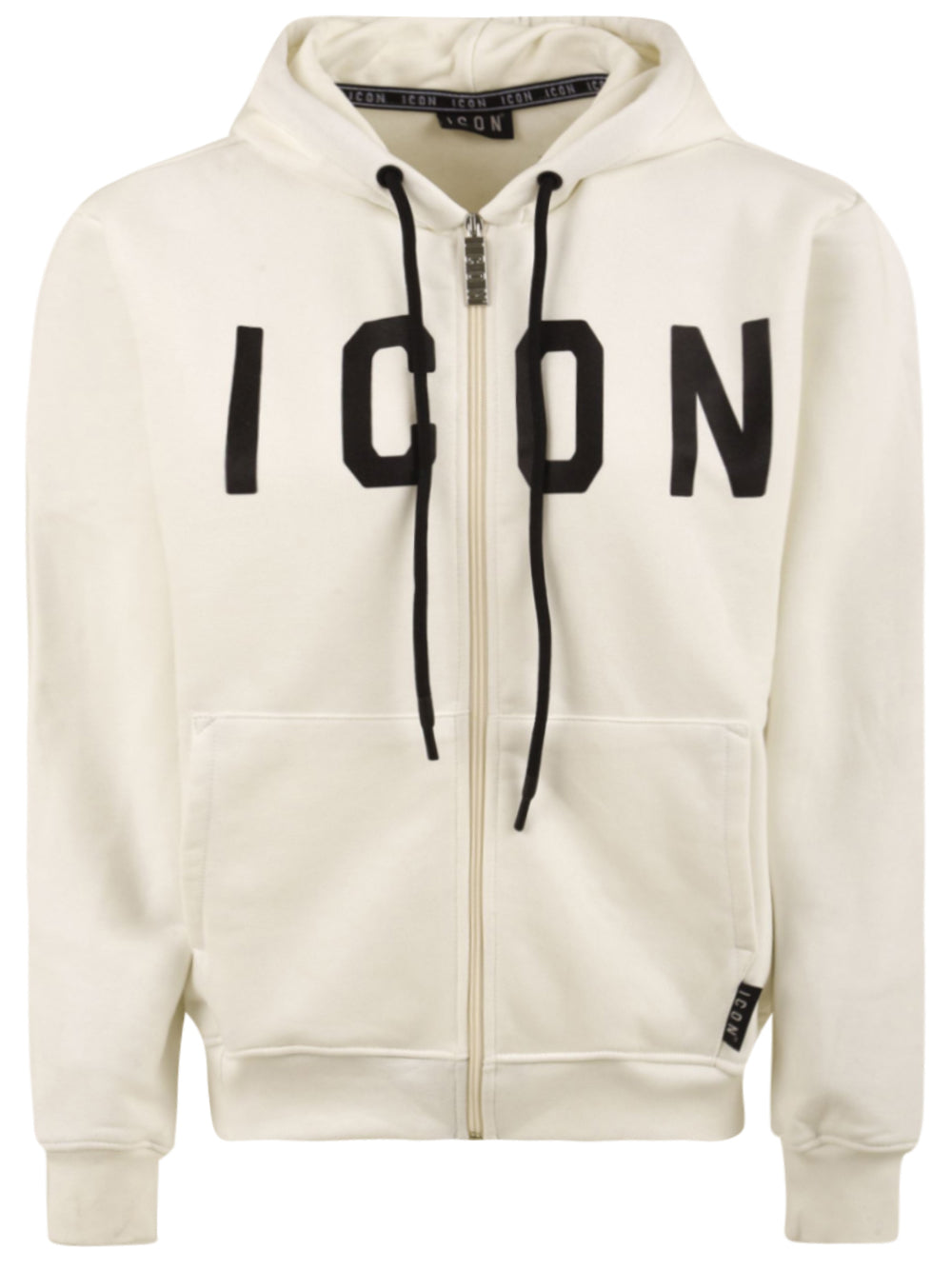 Felpa Cappuccio E Zip Con logo Grande ICON Uomo - Bianco