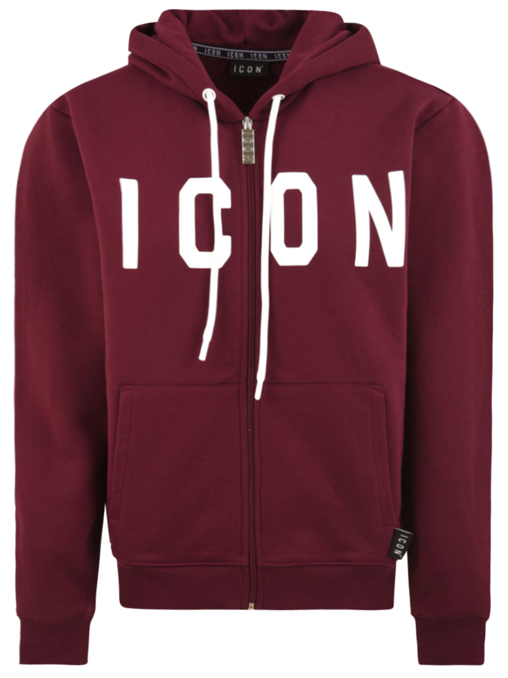 Felpa Cappuccio E Zip Con logo Grande ICON Uomo - Rosso