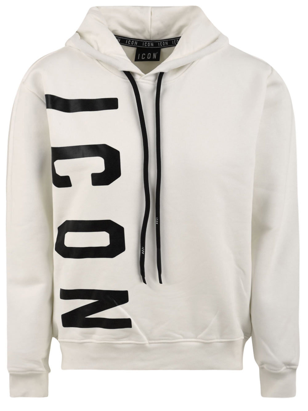 Felpa Cappuccio Con logo Verticale Grande ICON Uomo - Bianco