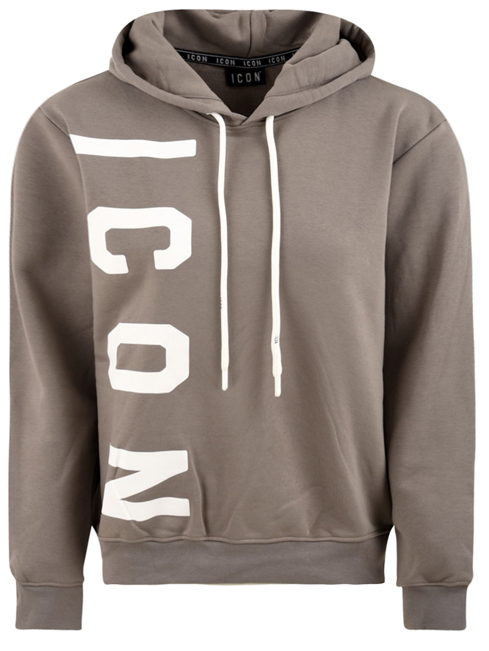 Felpa Cappuccio Con logo Verticale Grande ICON Uomo - Grigio