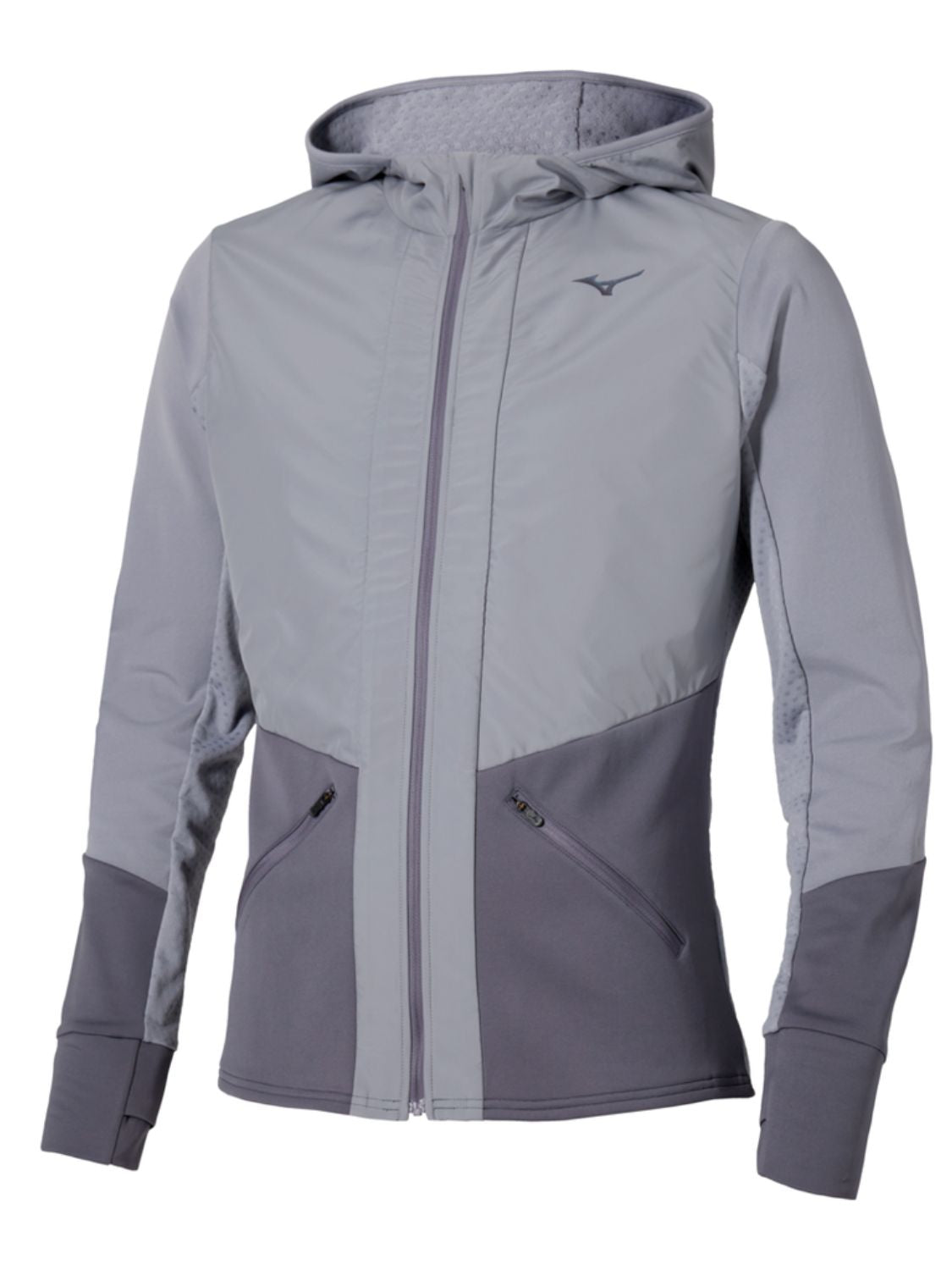 Jacket running Active Full zip Hood Long Sleeve MIZUNO Uomo - Grigio