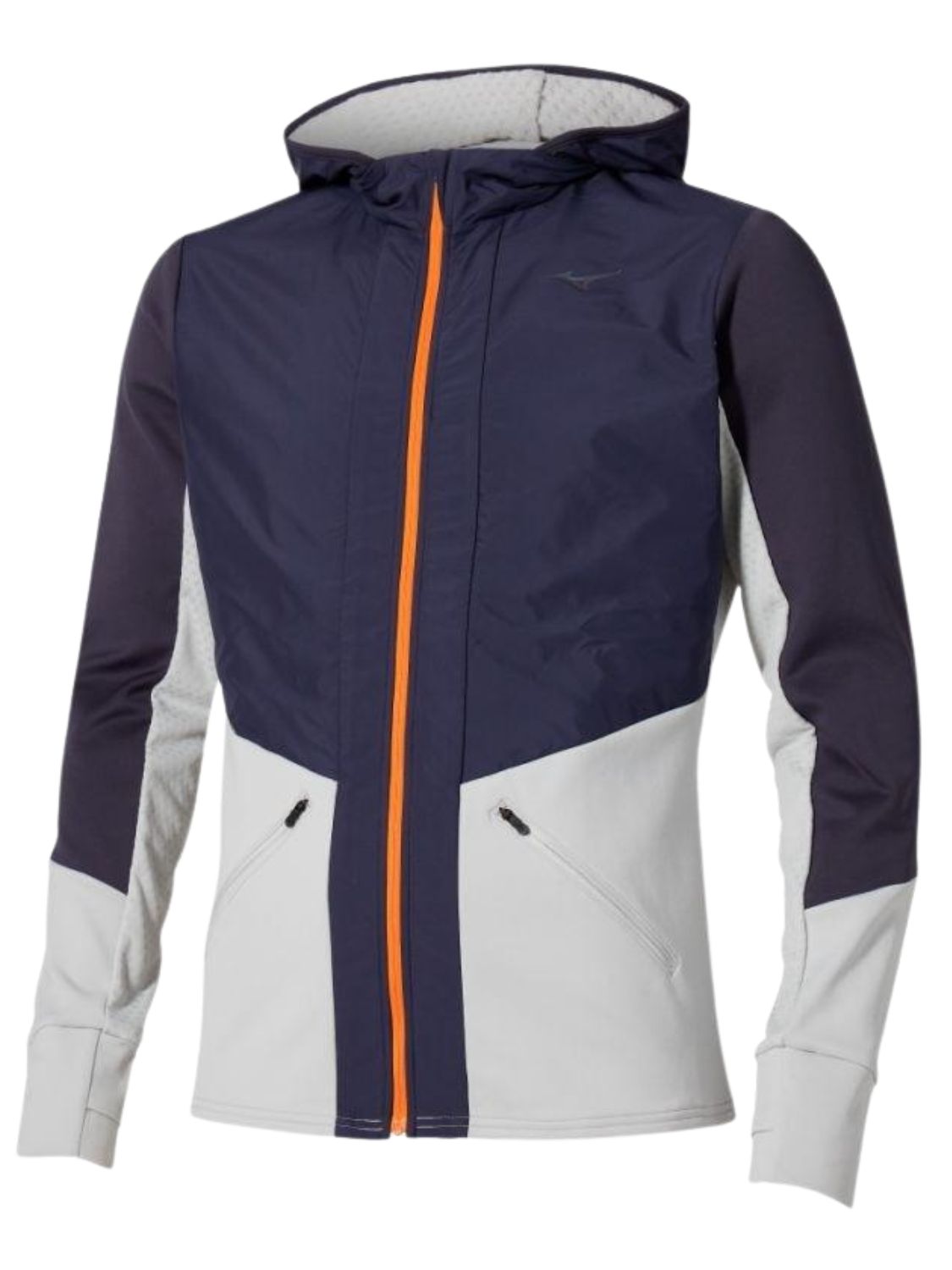 Jacket running Active Full zip Hood Long Sleeve MIZUNO Uomo - Blue