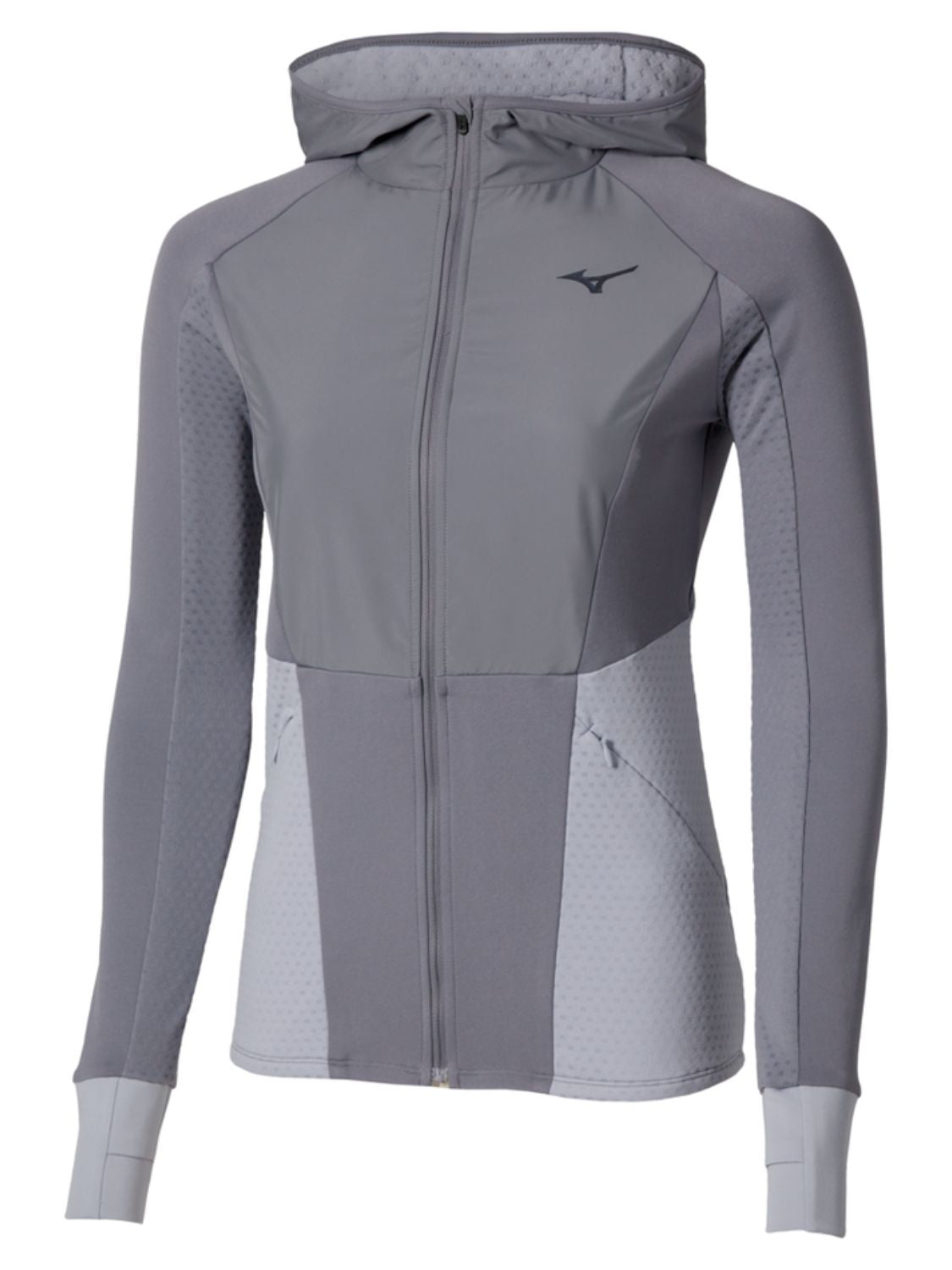 Jacket running Active Full zip Hooded Long Sleeve Wos MIZUNO Donna - Grigio