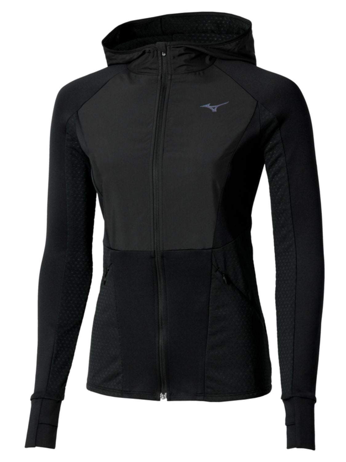 Jacket running Active Full zip Hooded Long Sleeve Wos MIZUNO Donna - Nero