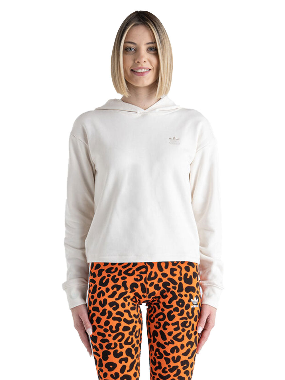 Felpa ADIDAS Donna CROPPED HOODIE Bianco
