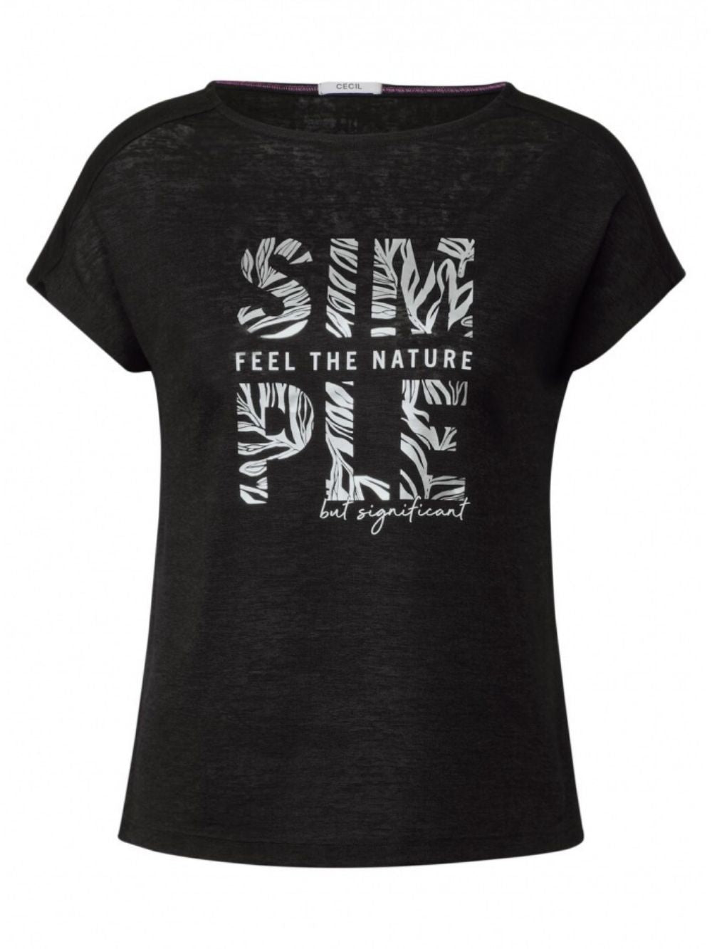 T-shirt Donna fantasia scritta nera