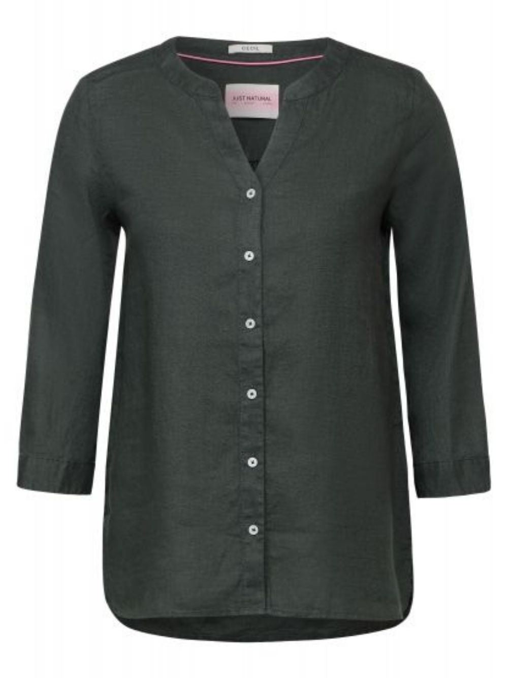 Blusa Donna in lino tinta unita kaki