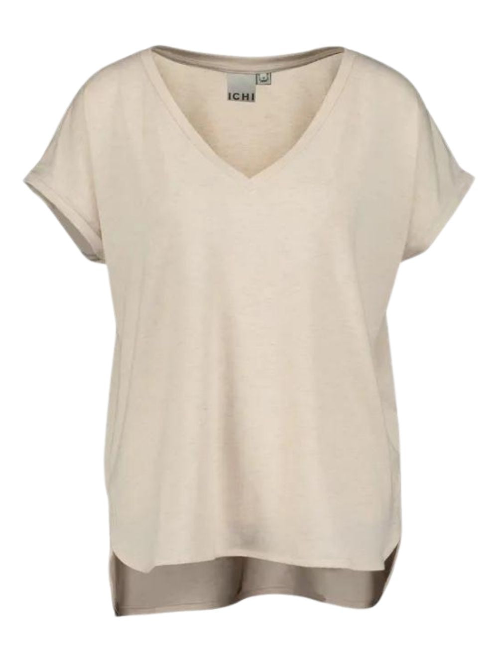 T-shirt Donna panna con scollo a V
