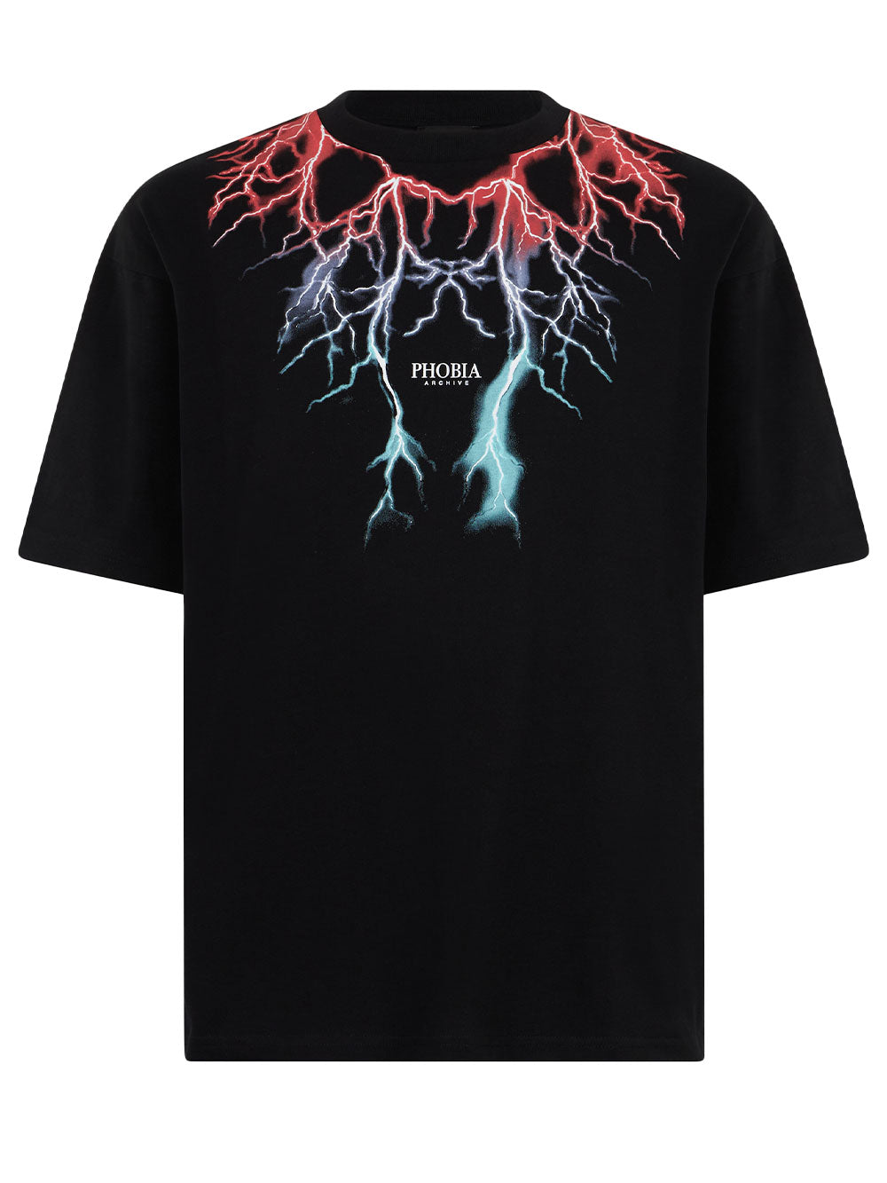T-shirt Uomo con stampa fulmini rossi e blu