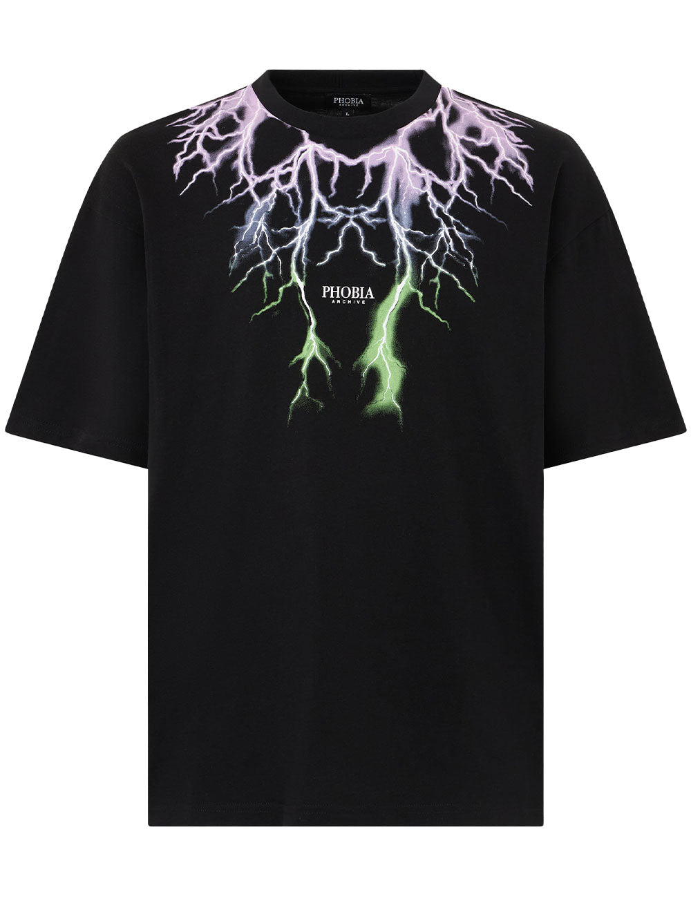 T-shirt Uomo con stampa fulmini viola e verdi