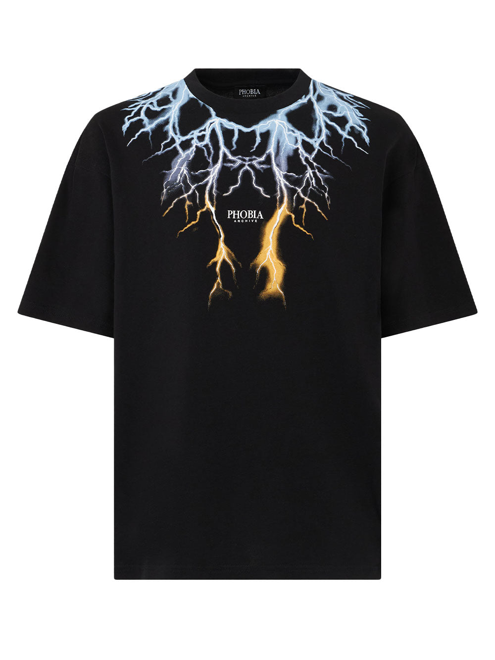 T-shirt Uomo con stampa fulmini blu e gialli
