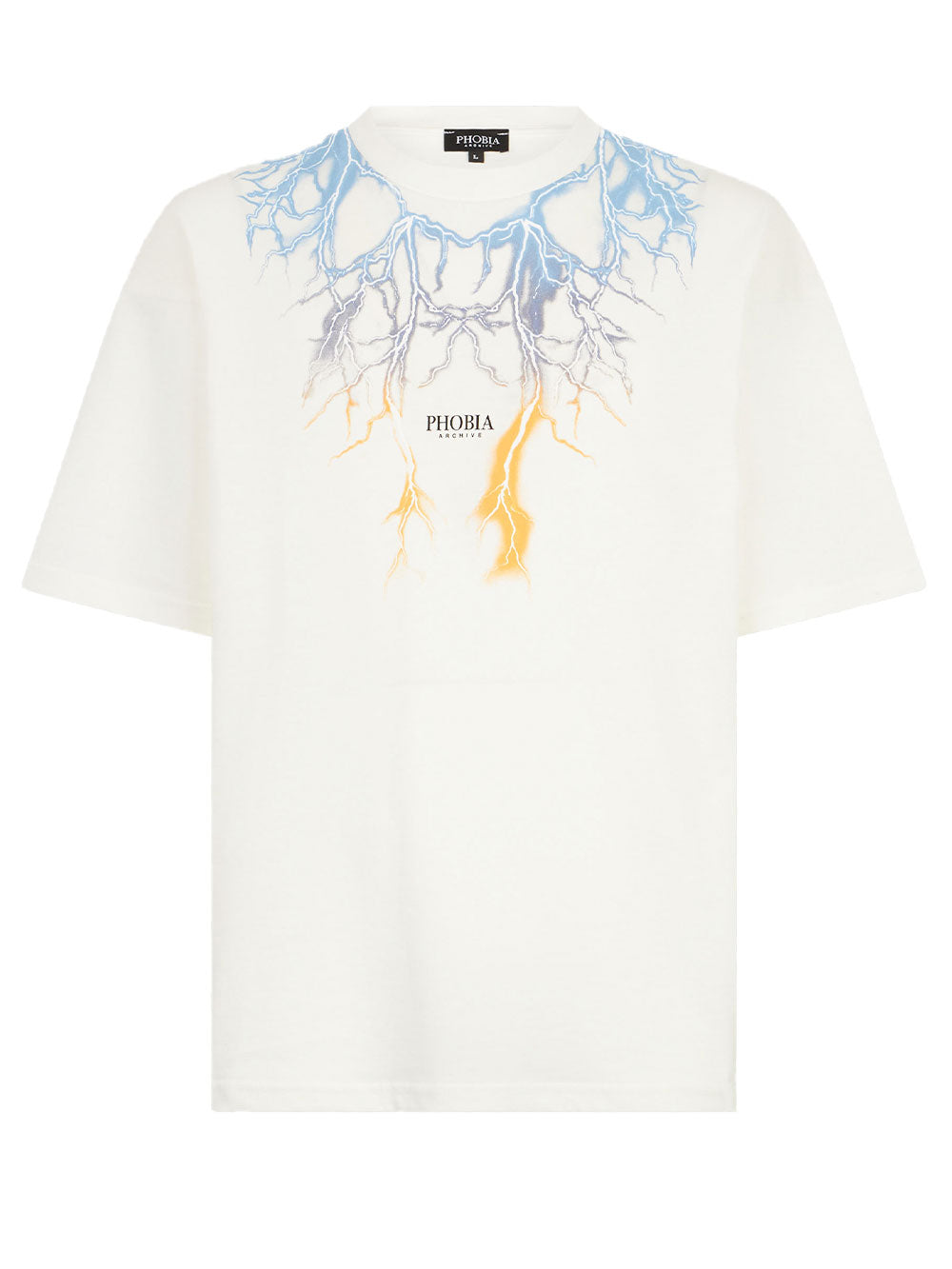 T-shirt Uomo Bianca con Stampa fulmini bicolore