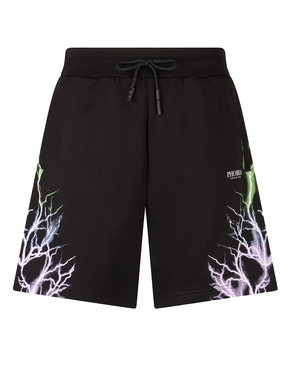 Shorts Uomo con stampa fulmini viola e verdi