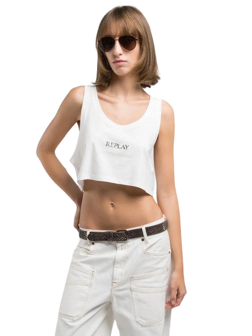 Top crop REPLAY Donna - Bianco