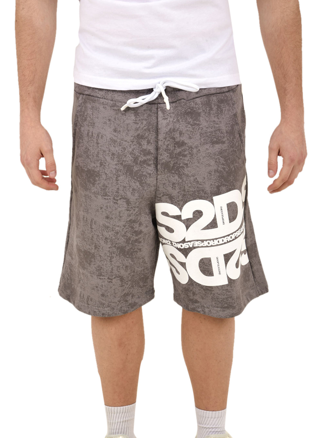 Shorts in felpa stone wash DROP SEASON 2 Uomo - Grigio