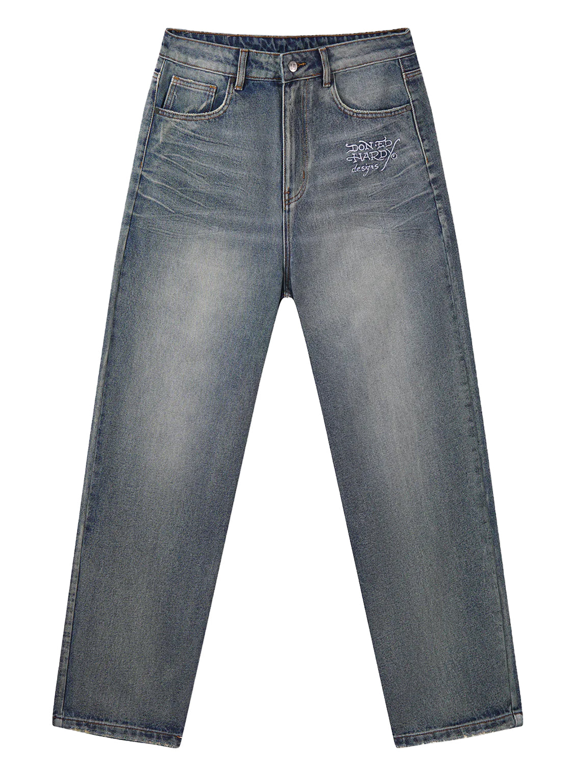Jeans Embroidered panther relaxed fit ED HARDY Uomo - Blue