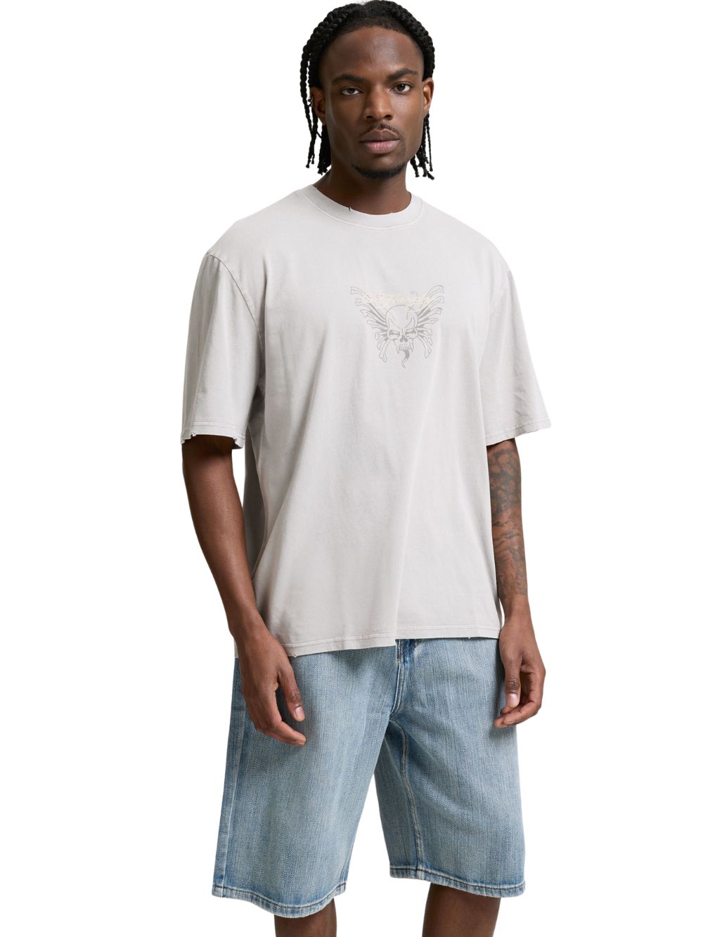 T-shirt Skull rose relaxed fit ED HARDY Uomo - Grigio