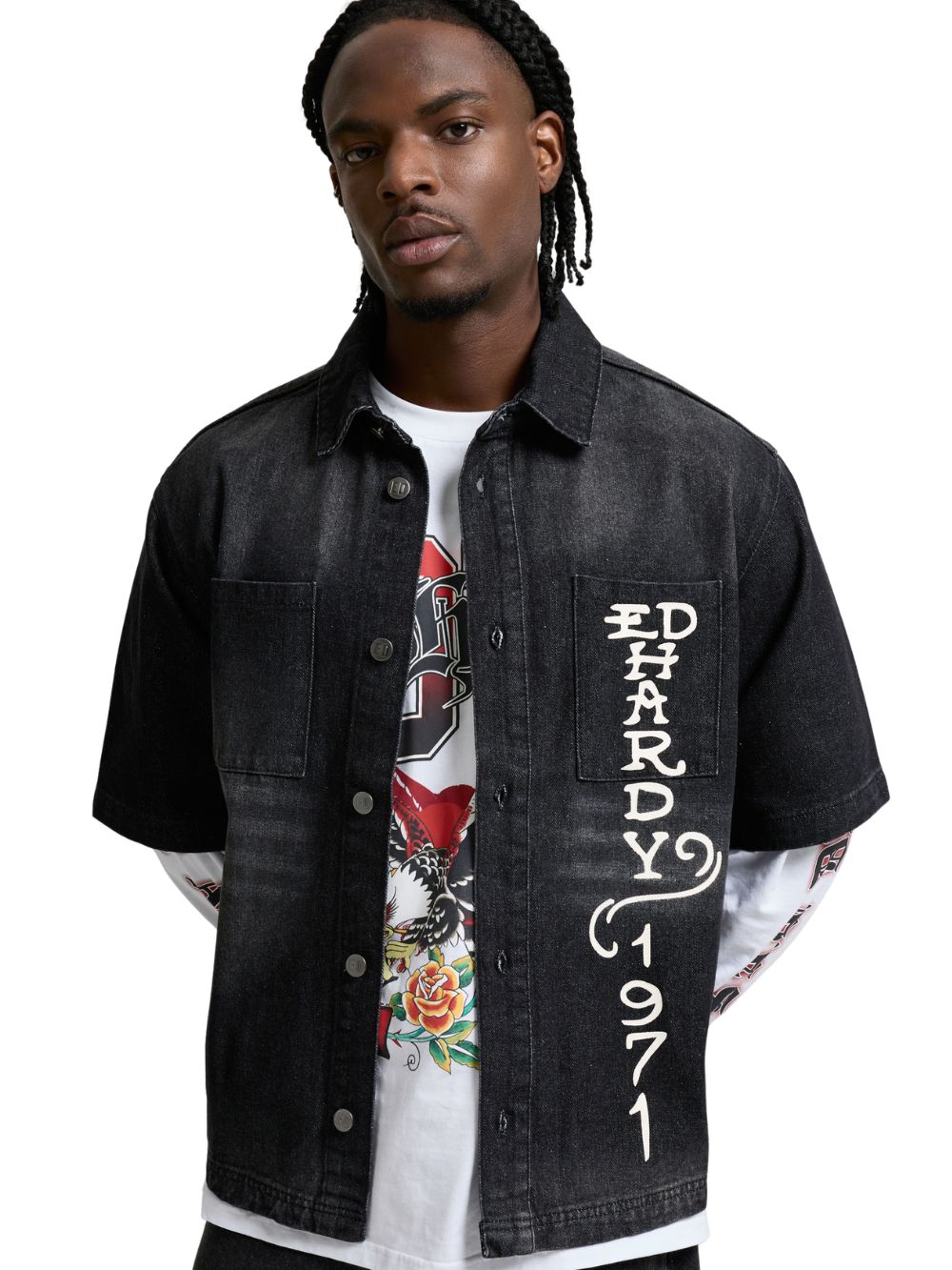 Camicia Tonal dragon utility relaxed fit ED HARDY Uomo - Nero