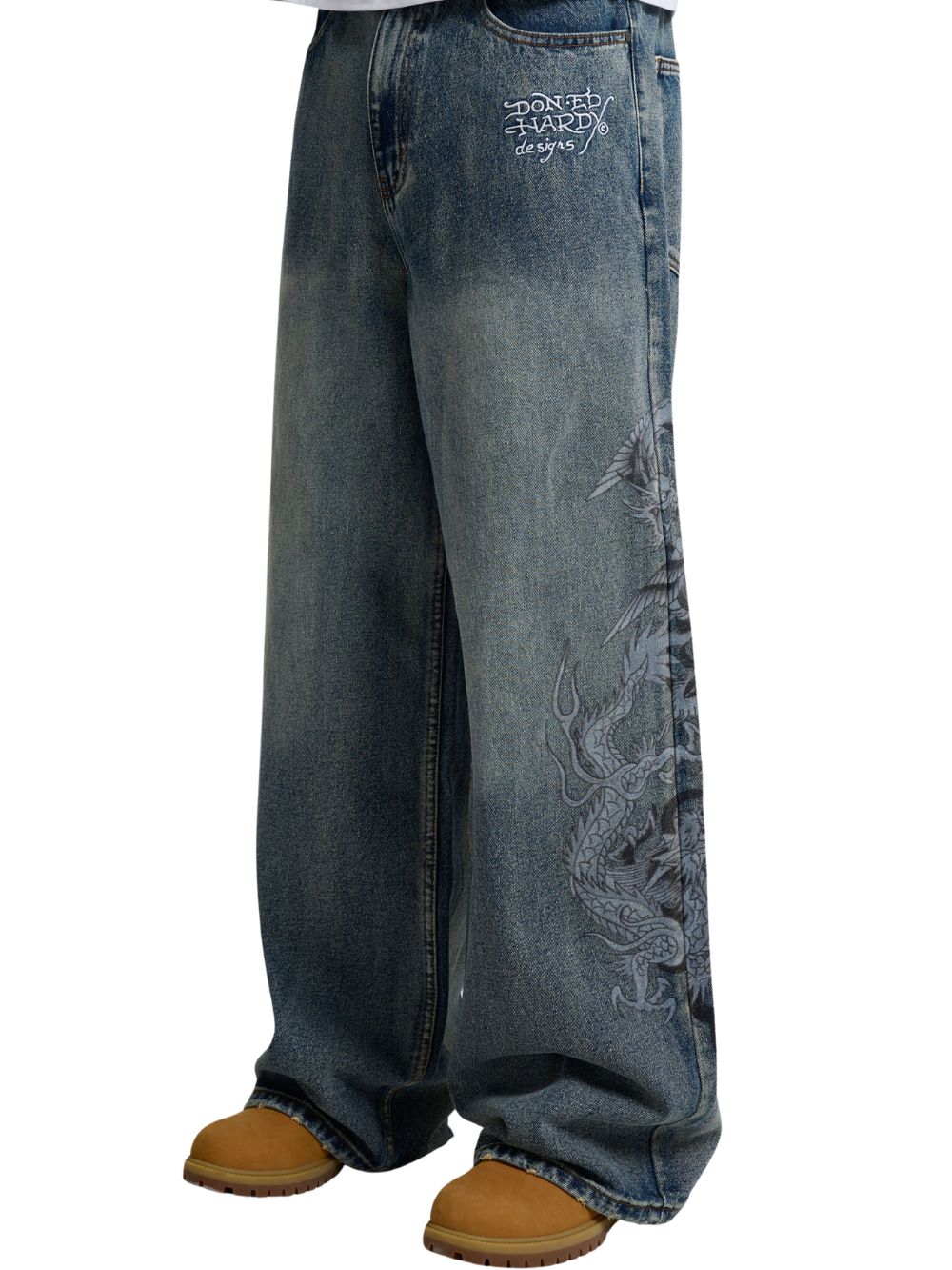 Jeans Flaming dragon laser etch xxtra fit ED HARDY Uomo - Blue