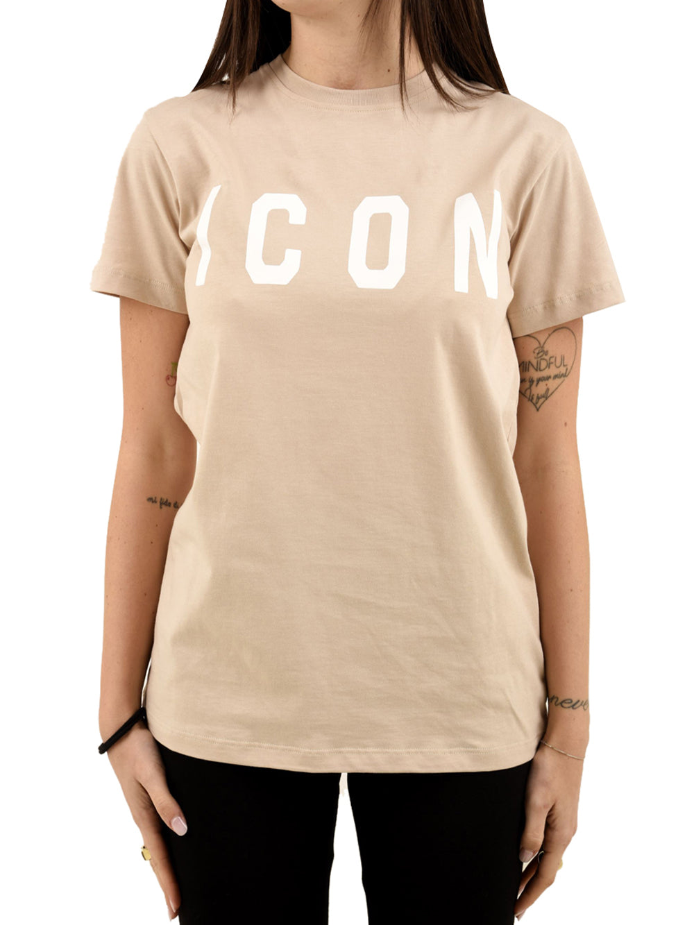 T-shirt con logo grande ICON Donna - Beige