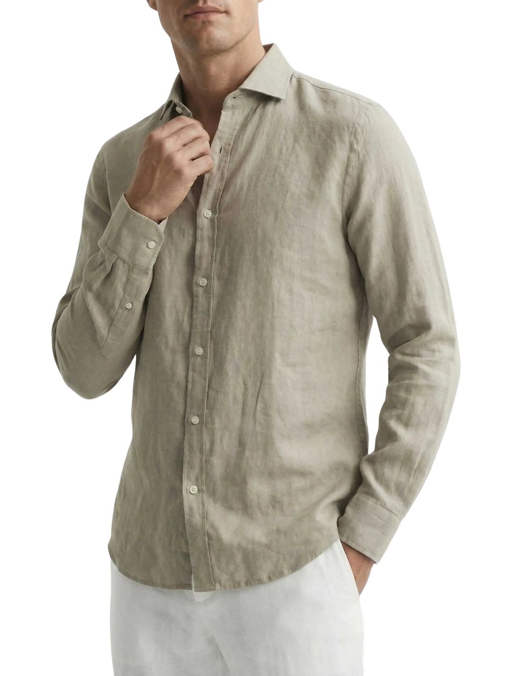 Camicia manica lunga collo francese 100% lino MARKUP Uomo - Beige