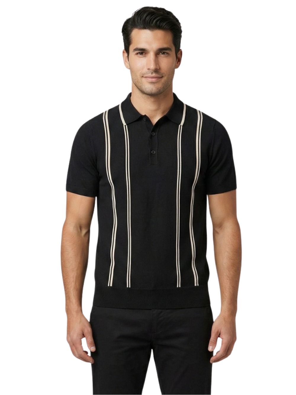 Polo manica corta rigata MARKUP Uomo - Nero